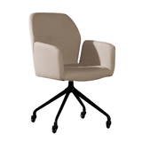Scandinavian dining room chair on wheels Runa recycled fabric taupe - image 13