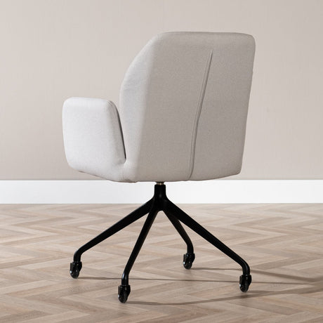 Scandinavian dining room chair on wheels Runa recycled fabric gray - image 2