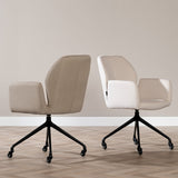 Scandinavian dining room chair on wheels Runa recycled fabric taupe - image 11