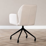 Scandinavian dining room chair on wheels Runa recycled fabric off white - image 2