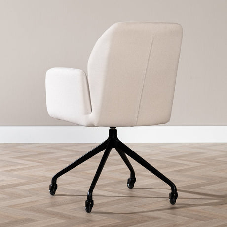 Scandinavian dining room chair on wheels Runa recycled fabric off white - image 2
