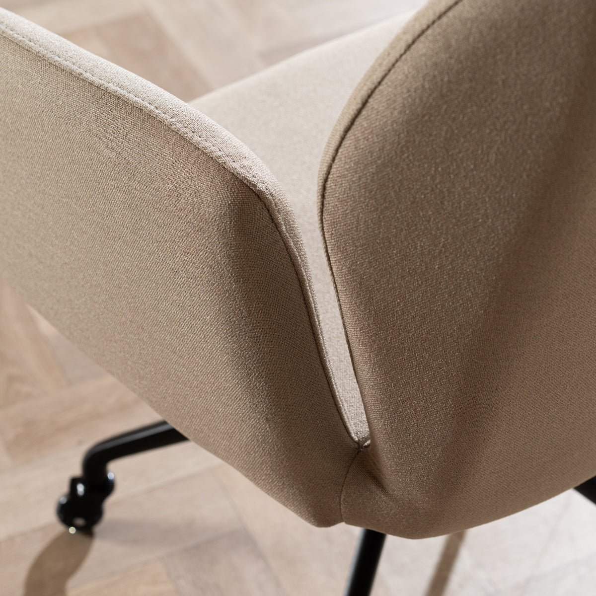 Scandinavian dining room chair on wheels Runa recycled fabric taupe - image 8