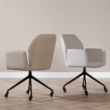 Scandinavian dining room chair on wheels Runa recycled fabric gray - image 11