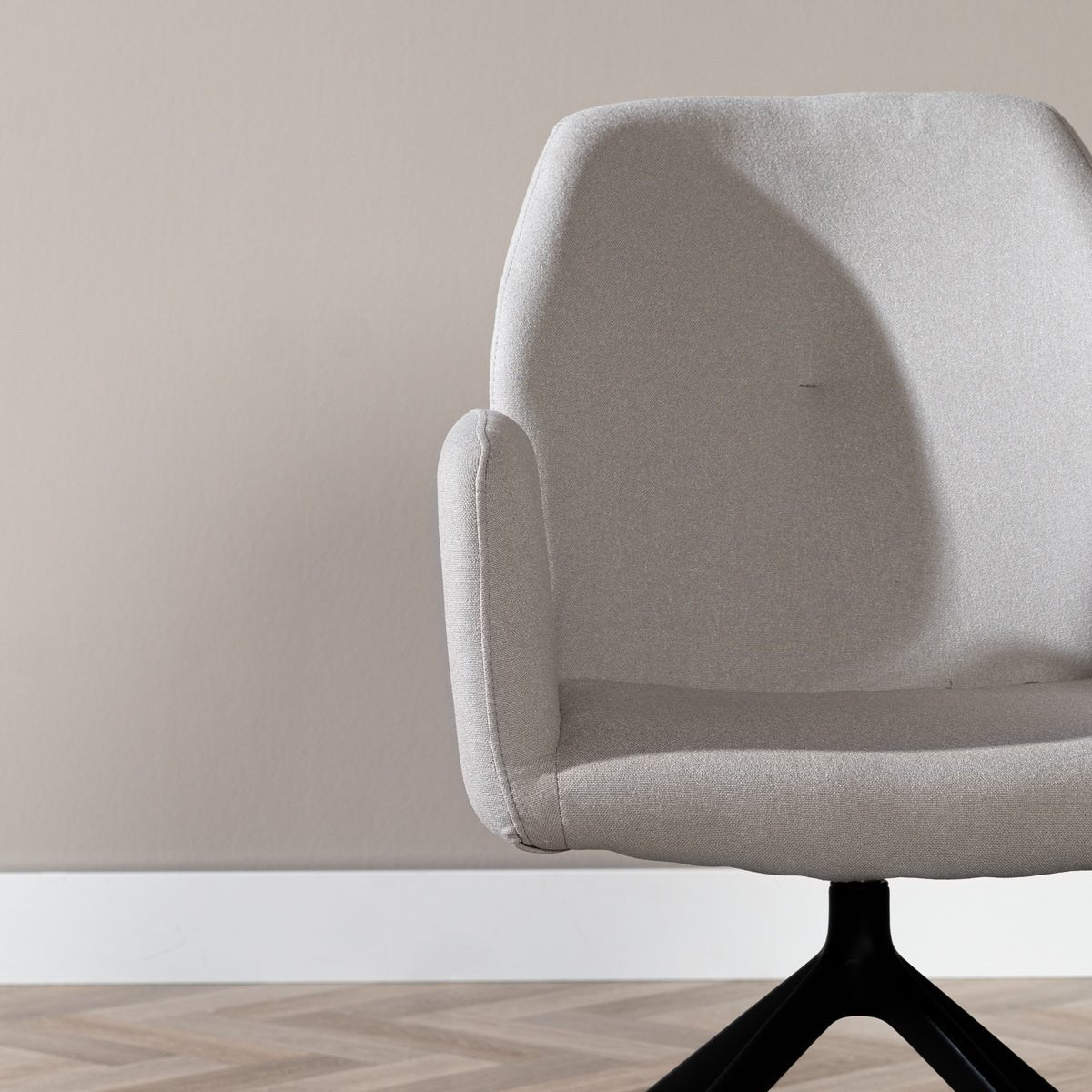 Scandinavian dining room chair on wheels Runa recycled fabric gray - image 3