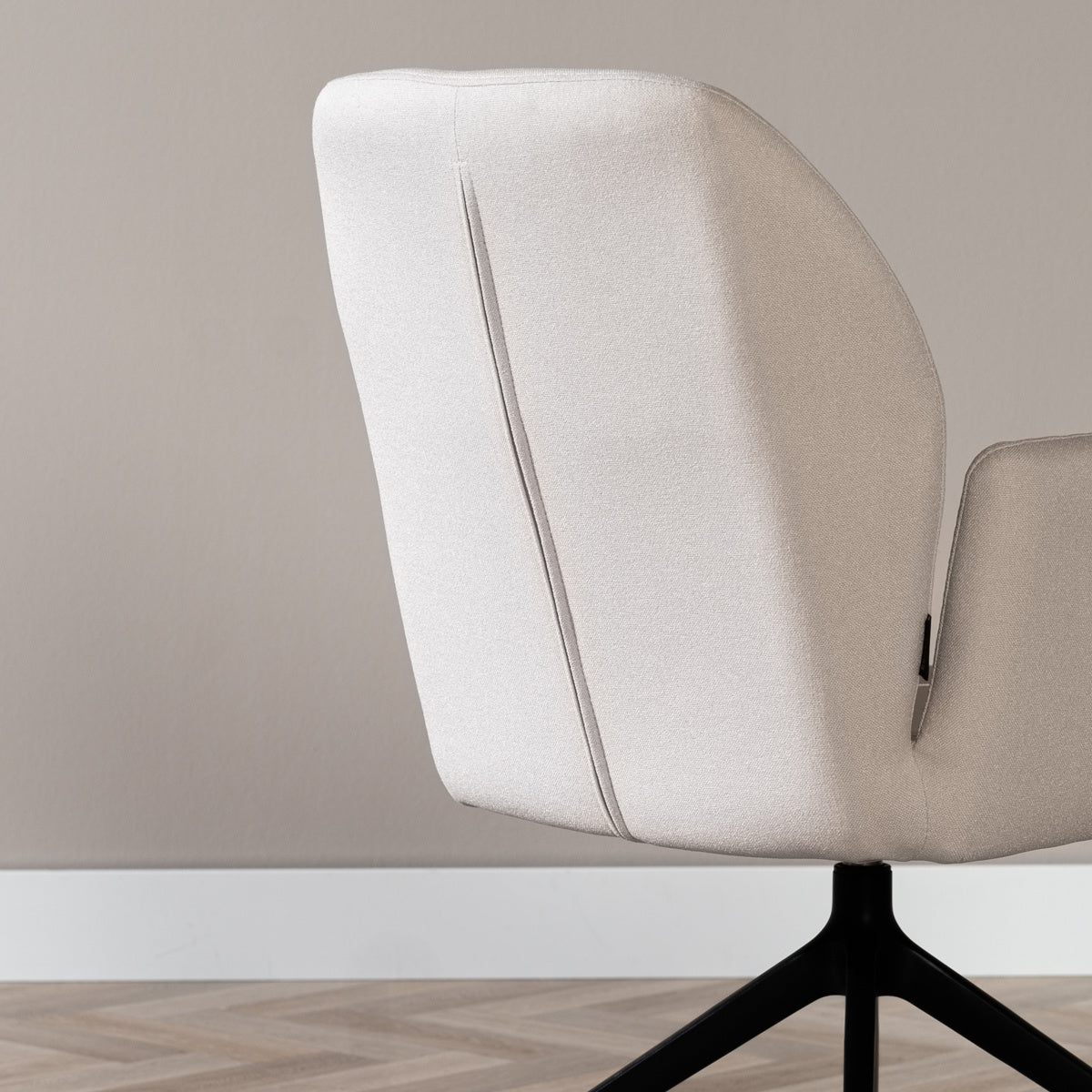 Scandinavian dining room chair on wheels Runa recycled fabric off white - image 6