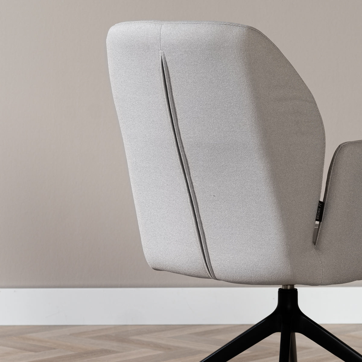 Scandinavian dining room chair on wheels Runa recycled fabric gray - image 5