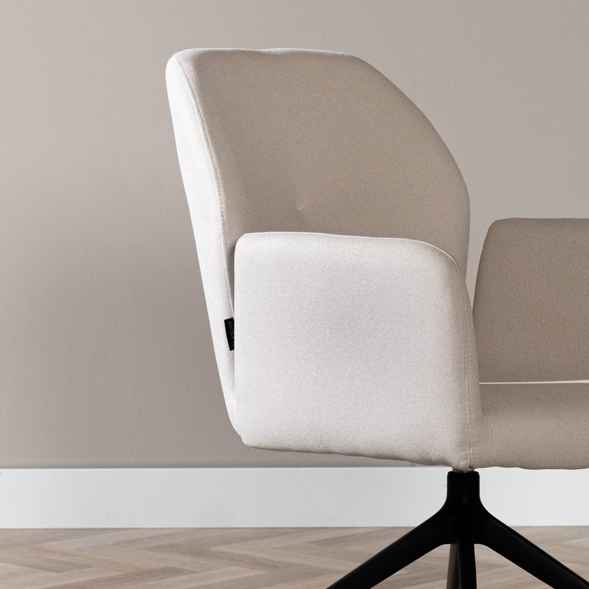 Scandinavian dining room chair on wheels Runa recycled fabric off white - image 5