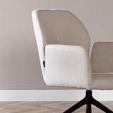 Scandinavian dining room chair on wheels Runa recycled fabric off white - image 5