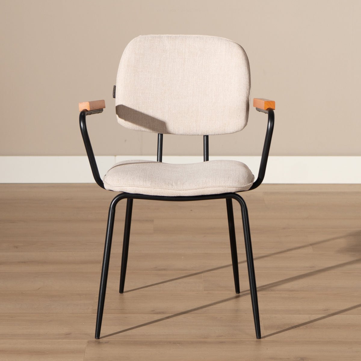 Scandinavian dining room chair Oskar beige recycled fabric - image 4