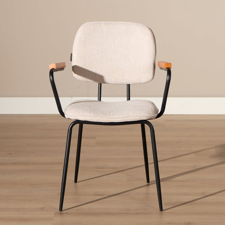 Scandinavian dining room chair Oskar beige recycled fabric - image 4