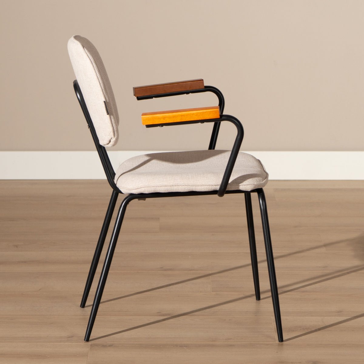 Scandinavian dining room chair Oskar beige recycled fabric - image 5