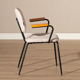 Scandinavian dining room chair Oskar beige recycled fabric - image 5