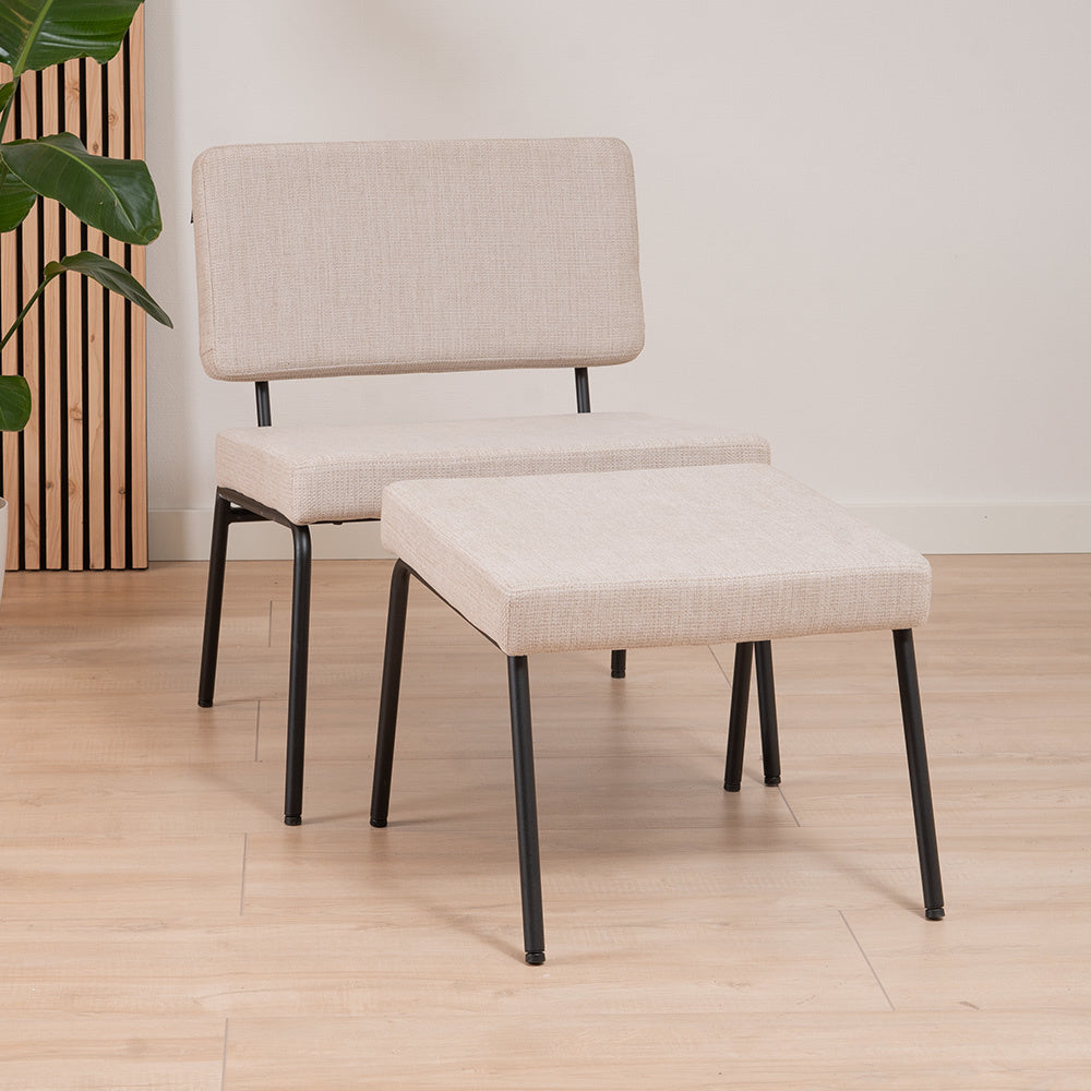 Scandinavian armchair Aspen beige recycled fabric - image 2