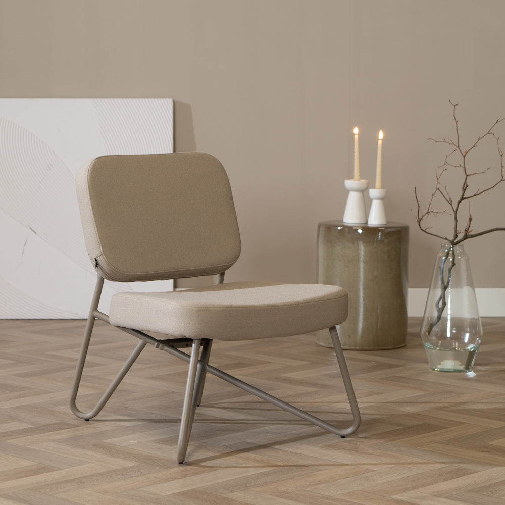 Scandinavian armchair Viggo taupe recycled fabric Recycled polyester