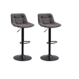 Set of 2 Industrial Swivel Bar Stools Anthracite Microfiber Fabric Keston - Adjustable