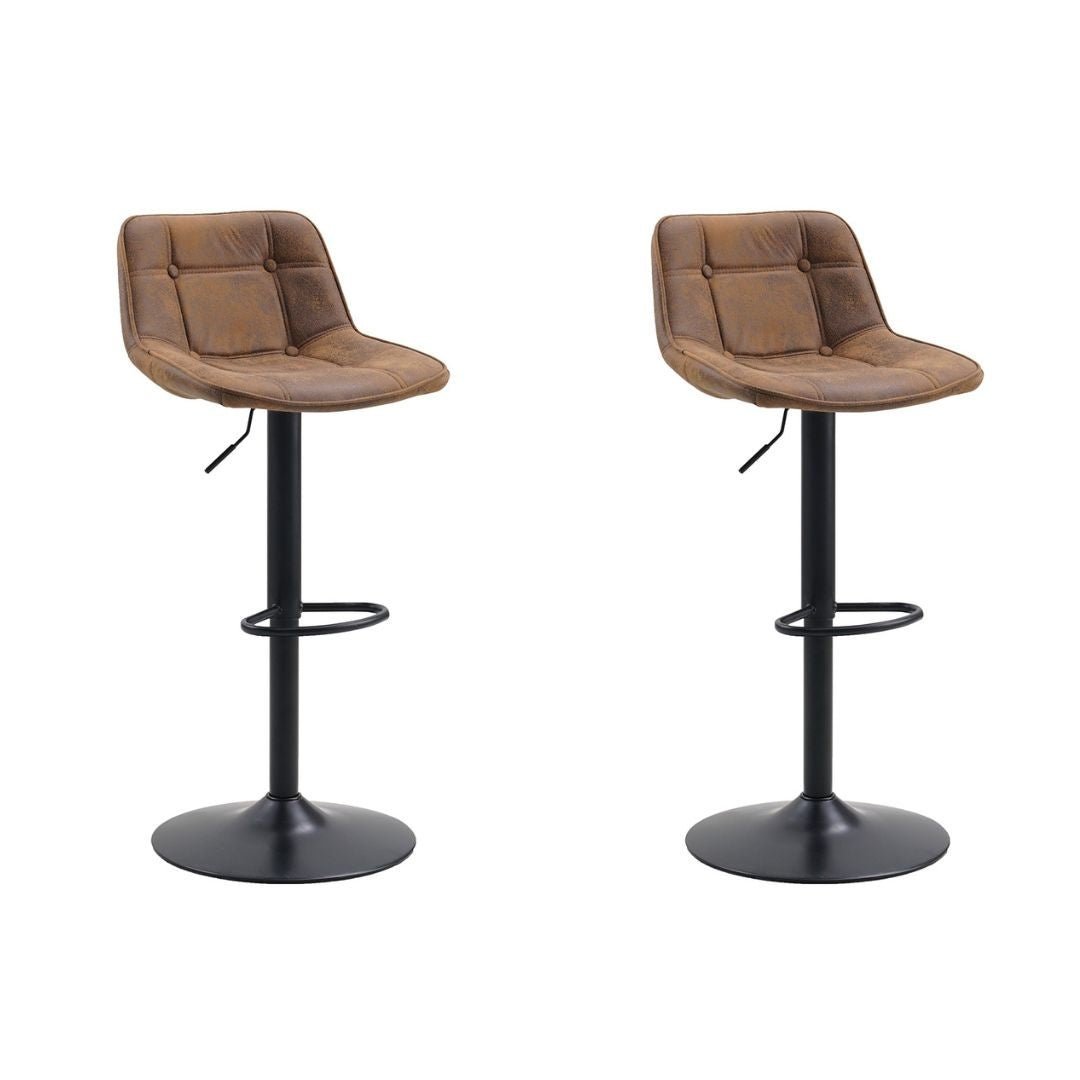 Set of 2 Keston Swivel Bar Stools Brown