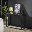 Dressing table Minette DH Interior Black & gold LxWxH 104x40x13 Teak Atmospheric photo diagonal front view