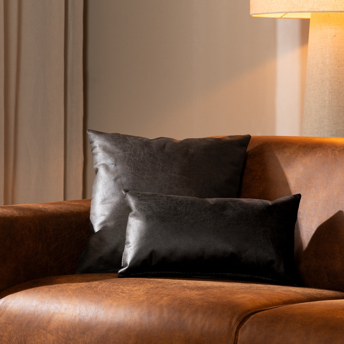 Decorative cushion Kyla eco-leather anthracite 45 x 45 cm