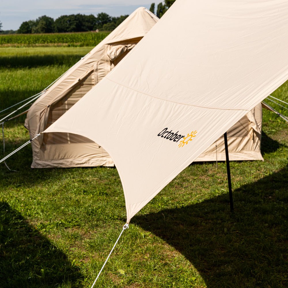 Luifel Tarp katoen beige 420x420x240 cm Dimehouse Beige LxBxH 66x16x14 Katoen Sfeerfoto detail