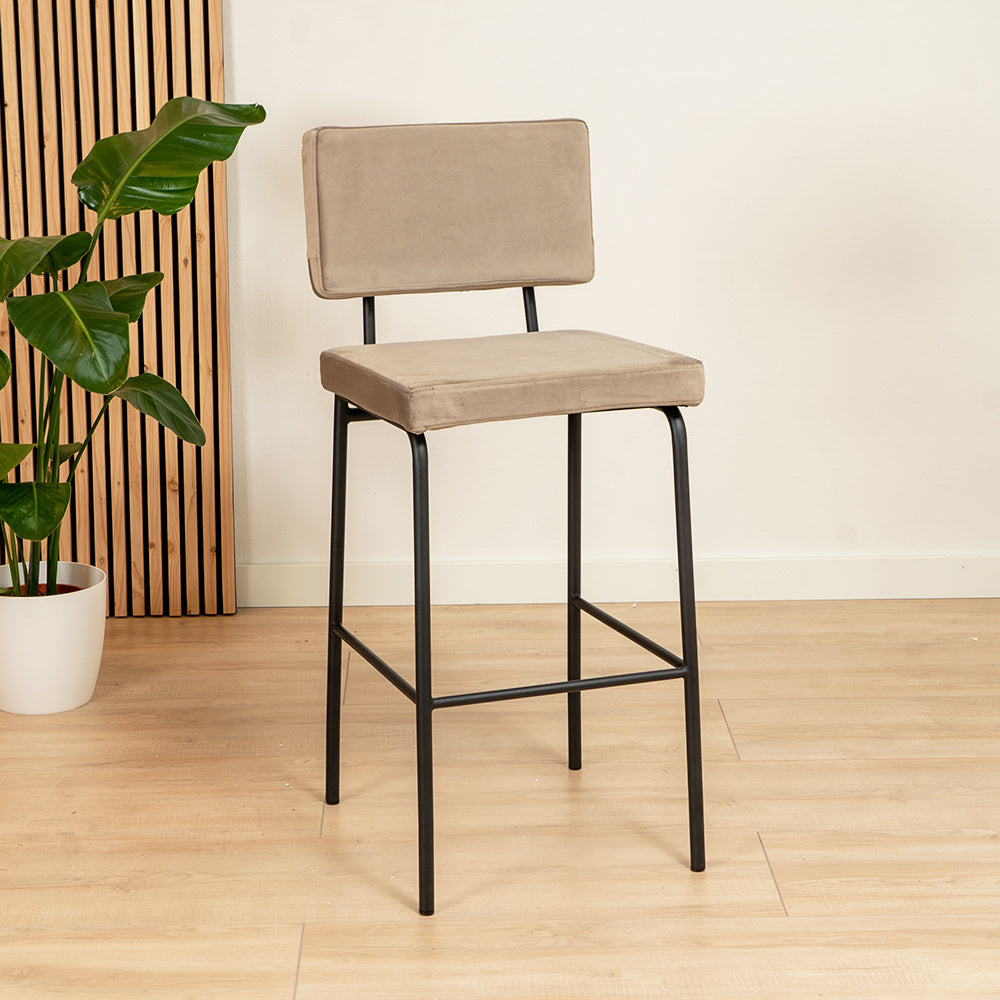Velvet bar stool Espen taupe 64-77 cm - image 1