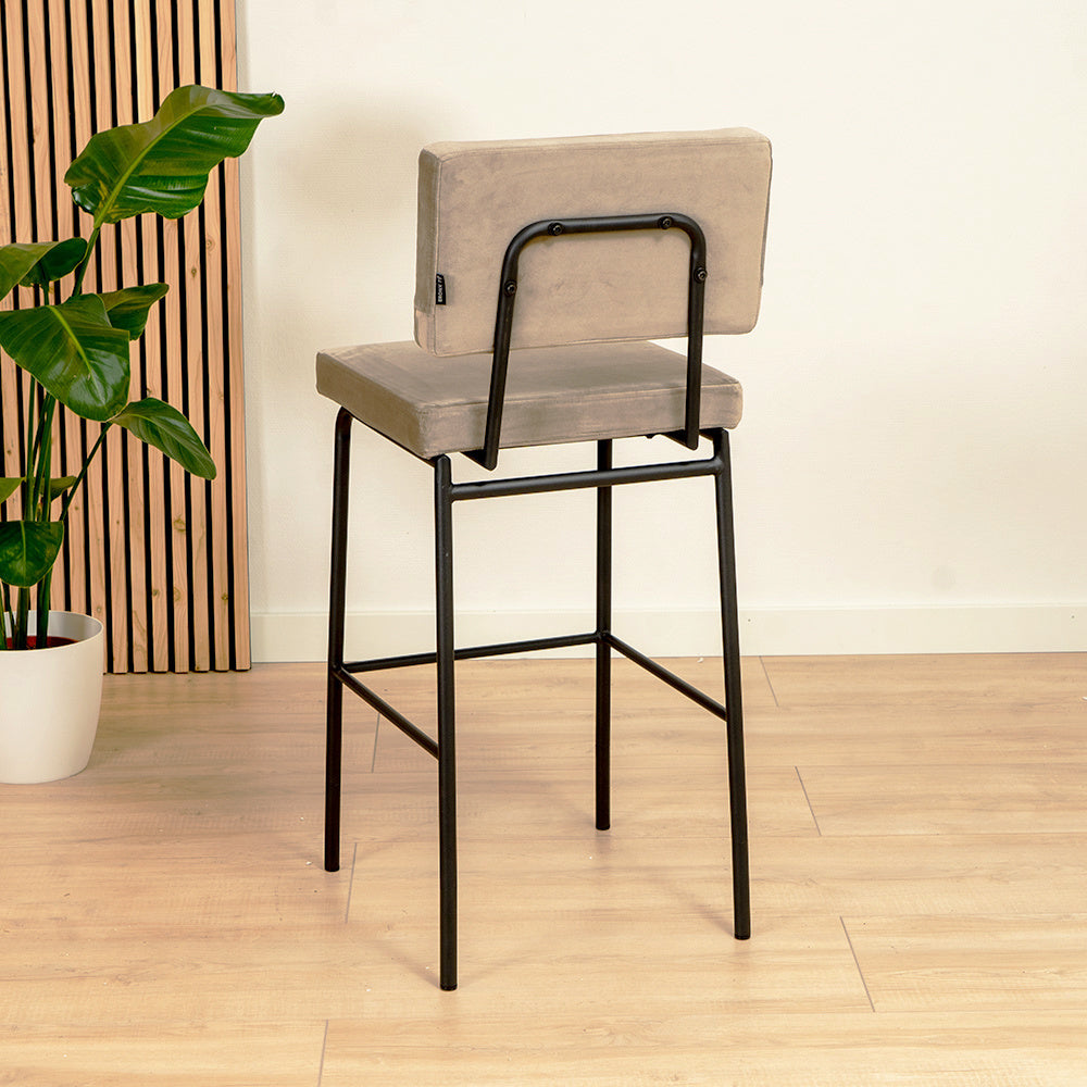 Velvet bar stool Espen taupe 64-77 cm - image 3