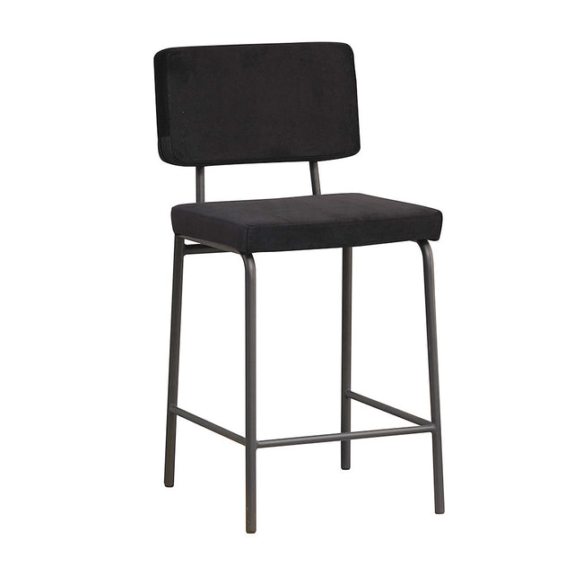 Velvet bar stool Aspen black 64-77 cm 47 cm wide
