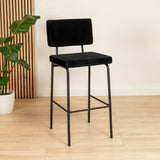 Velvet bar stool Aspen black 64-77 cm - image 1