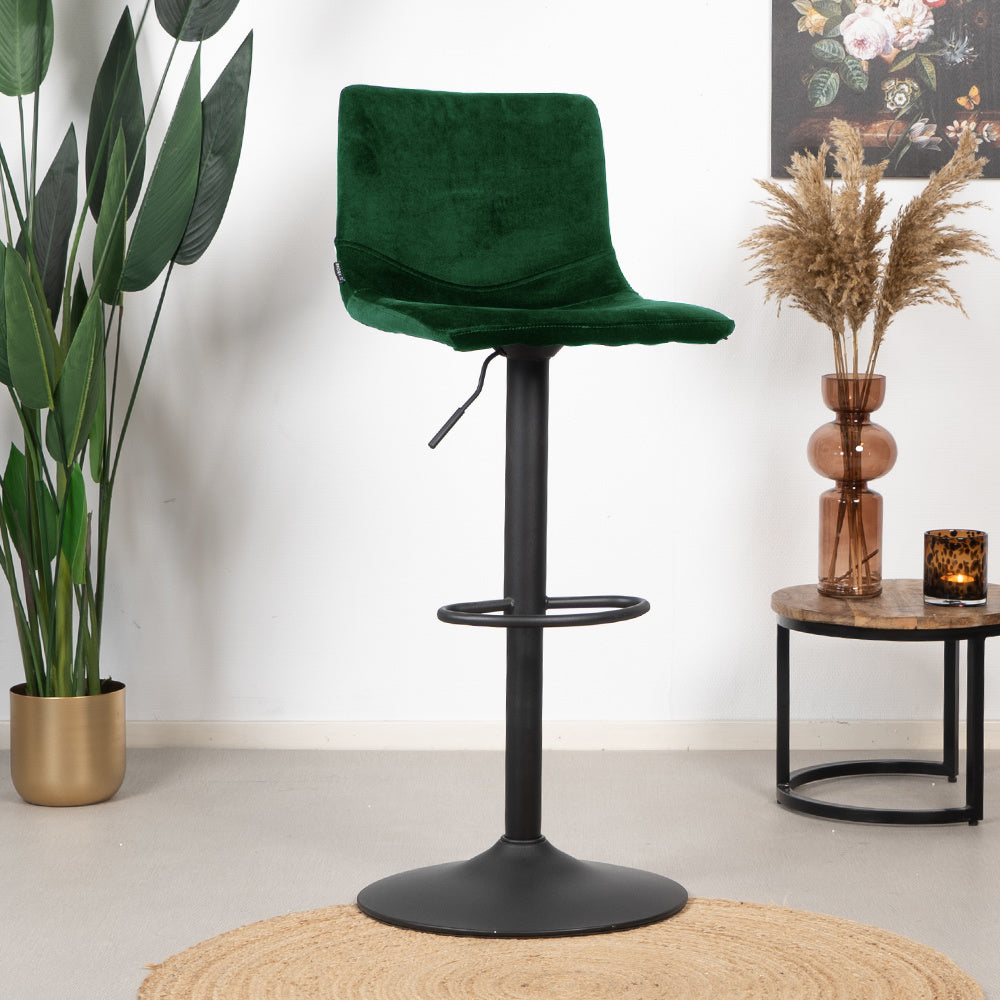 Velvet bar stool Frenkie green 60-76 cm Dark green 45 cm wide