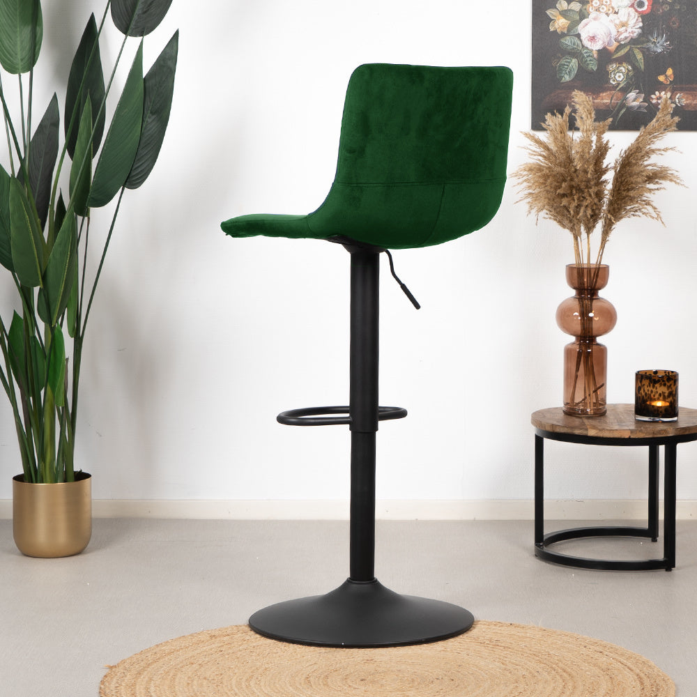 Velvet bar stool Frenkie green 60-76 cm Dark green 45 cm wide
