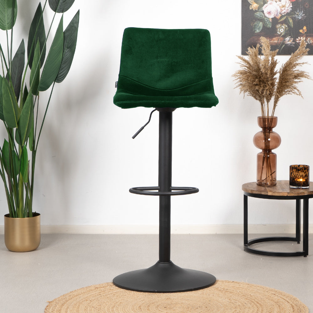 Velvet bar stool Frenkie green 60-76 cm Dark green 45 cm wide