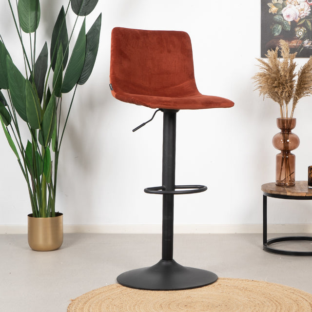Velvet bar stool Frenkie copper 60-76 cm, 45 cm wide