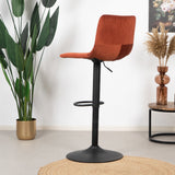 Velvet bar stool Frenkie copper 60-76 cm, 45 cm wide