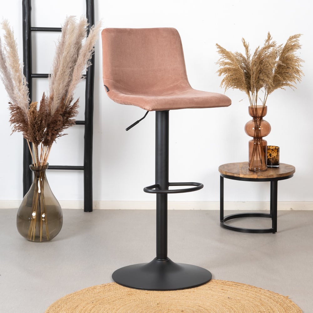 Velvet bar stool Frenkie pink 60-76 cm, 45 cm wide