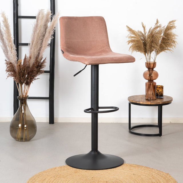Velvet bar stool Frenkie pink 60-76 cm, 45 cm wide