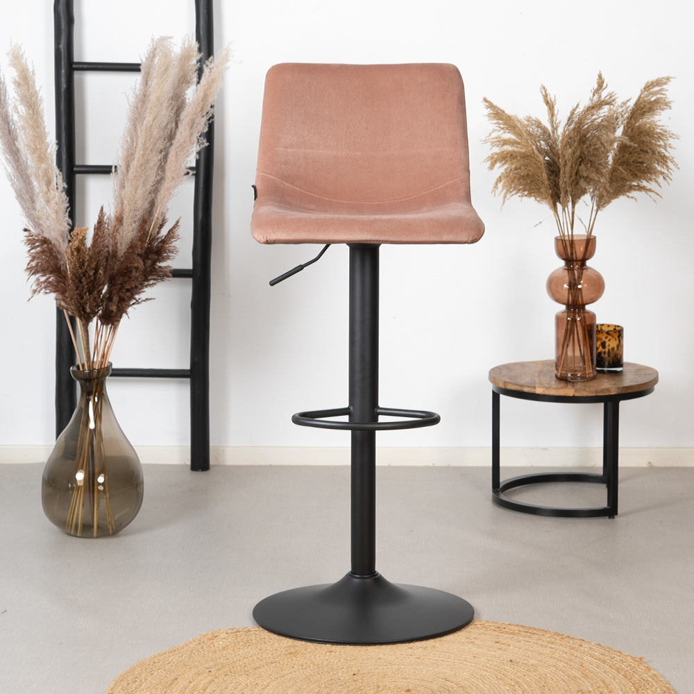 Velvet bar stool Frenkie pink 60-76 cm, 45 cm wide
