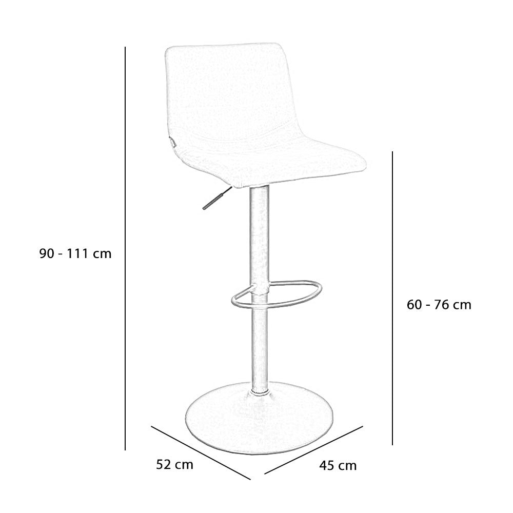 Velvet bar stool Frenkie pink 60-76 cm, 45 cm wide