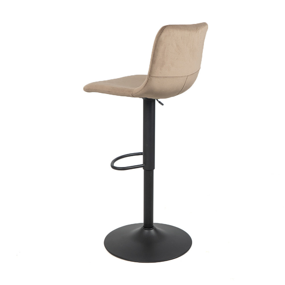 Velvet bar stool Frenkie taupe 60-76 cm, 45 cm wide