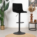 Velvet bar stool Frenkie black 60-76 cm, 45 cm wide