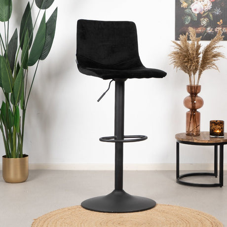 Velvet bar stool Frenkie black 60-76 cm, 45 cm wide