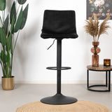 Velvet bar stool Frenkie black 60-76 cm, 45 cm wide