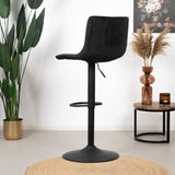 Velvet bar stool Frenkie black 60-76 cm, 45 cm wide
