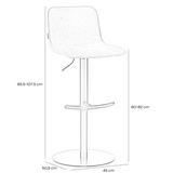 Velvet bar stool Jack brown 60-82 cm, 45 cm wide