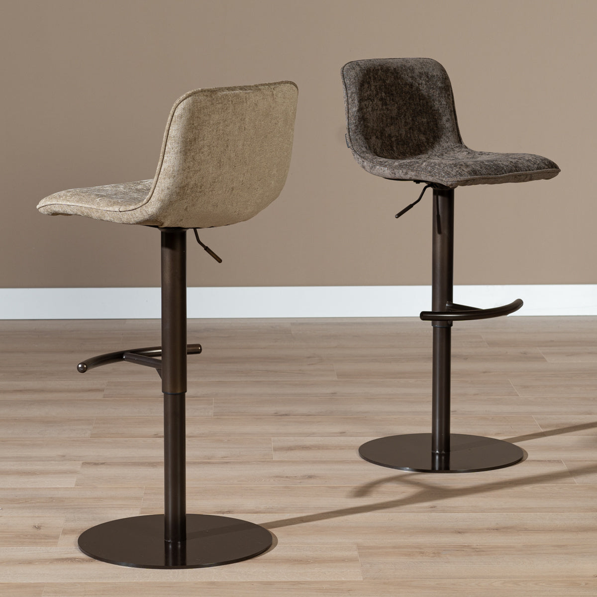 Velvet bar stool Jack brown 60-82 cm, 45 cm wide