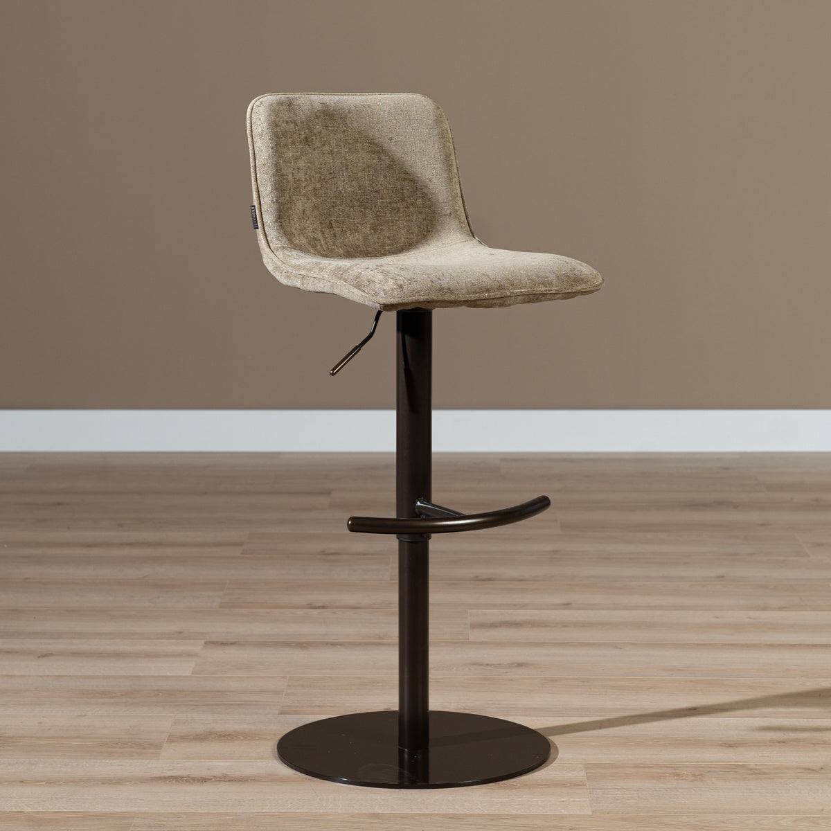 Velvet bar stool Jack taupe 60-82 cm, 45 cm wide