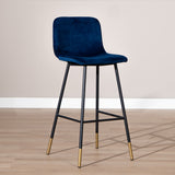 Velvet bar stool Mikky blue 65-78 cm - image 3