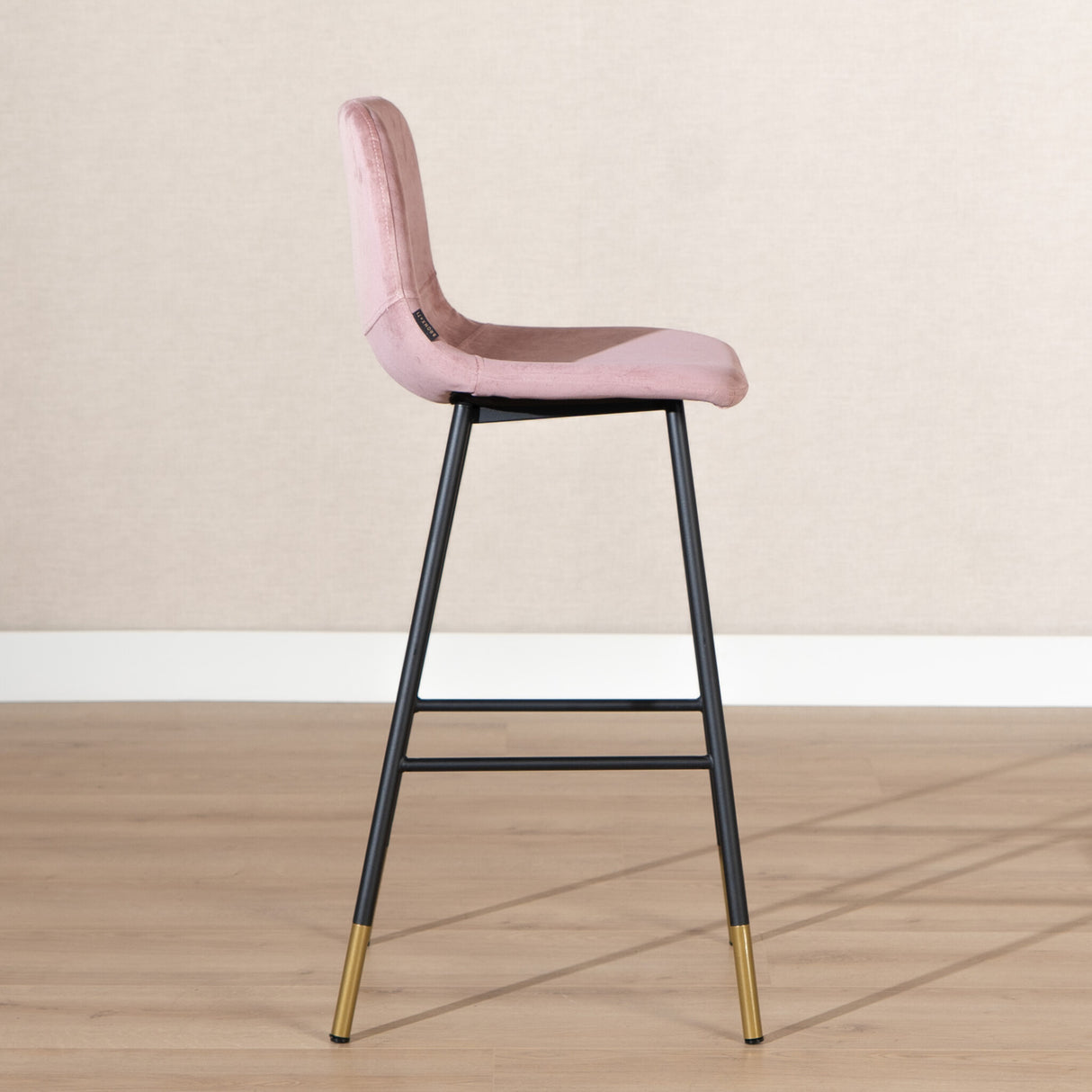 Velvet bar stool Mikky pink 65-78 cm, 46 cm wide