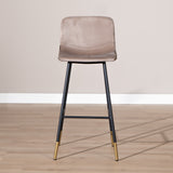 Velvet bar stool Mikky taupe 65-78 cm - image 2