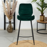 Velvet bar stool Toby dark green 71 cm - image 2