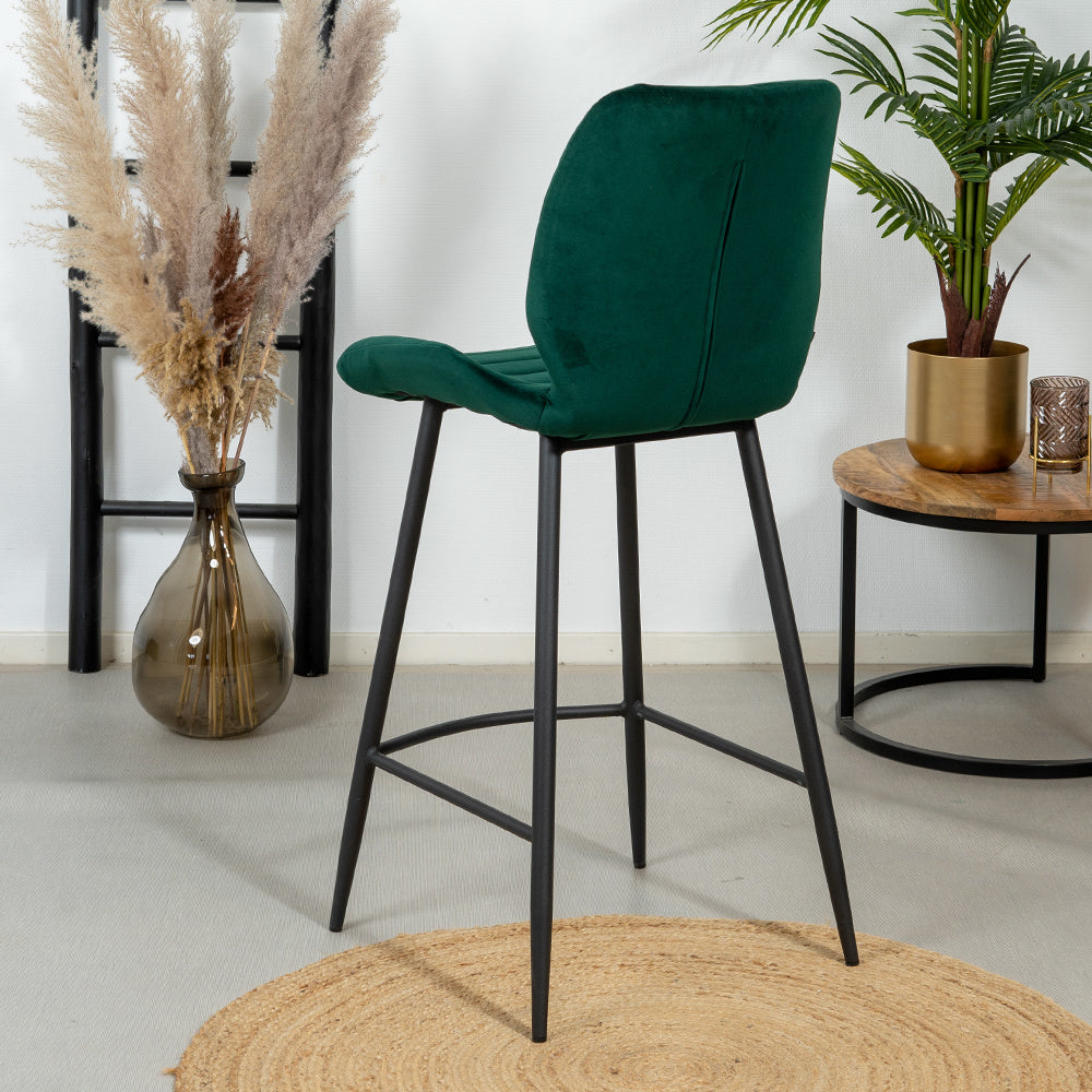 Velvet bar stool Toby dark green 71 cm - image 3