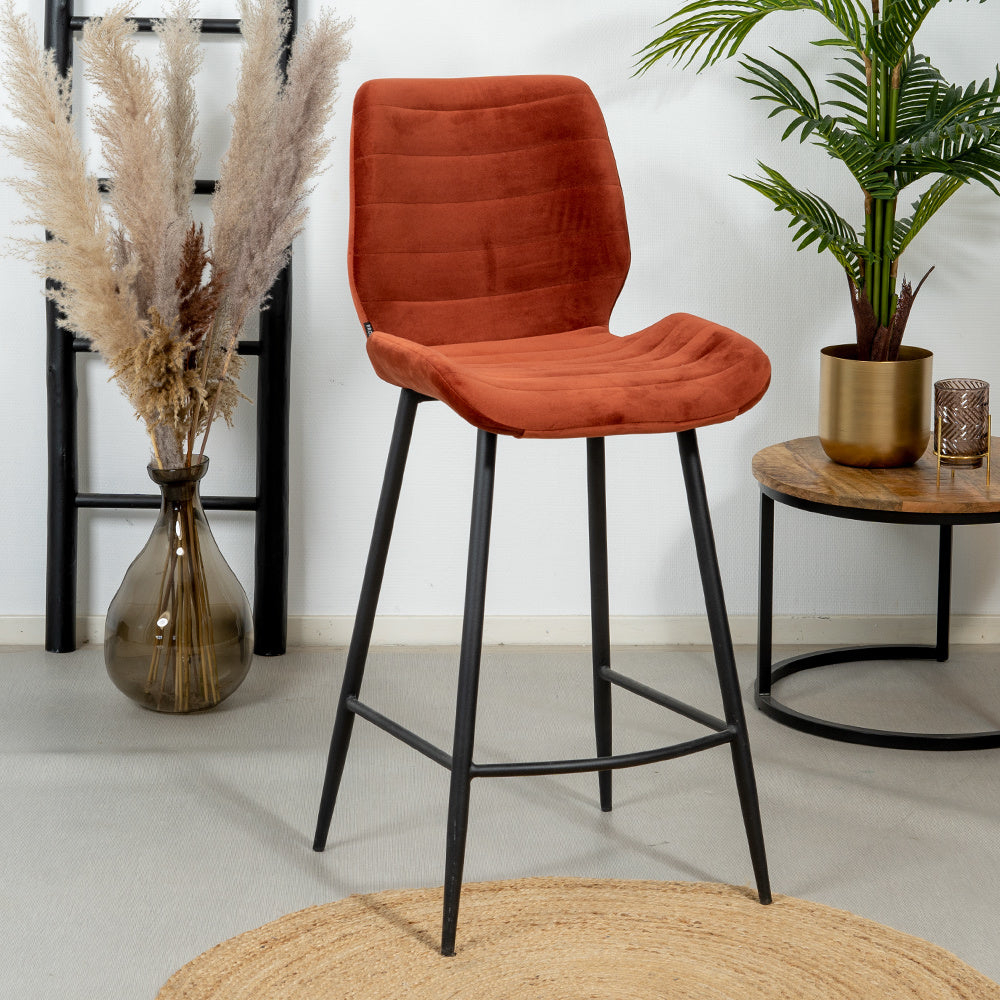 Velvet bar stool Toby copper 71 cm - image 1